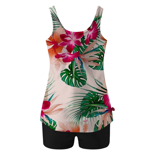 Μαγιό Tankini για γυναίκες, Μαγιό δύο τεμαχίων με γραφικά, αμάνικο τοπ με σορτς για 2