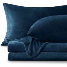 Flanellbettwäsche Queen Size Marineblau - Superweiches Fleece-Bettwäscheset, flauschig extra flauschig, 4-teilig (inkl. Spannbettlaken, Bettlaken,