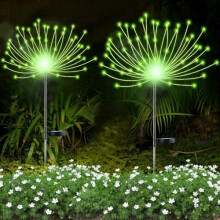 Lot de 2 guirlandes lumineuses solaires effet feu d'artifice, 120 LED, décoration de jardin, 12 mètres