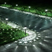 Lot de 10 lampes solaires de jardin ultra-lumineuses, étanches, allumage automatique crépusculaire (12 h), éclairage paysager LED pour allée,