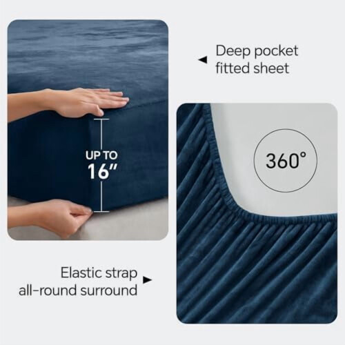Fleece-Bettwäsche-Set, Queen-Size, Marineblau 2