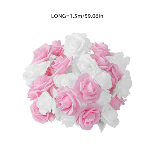 LED Rose String Lights – 10 Warm White Flower Lights, 1