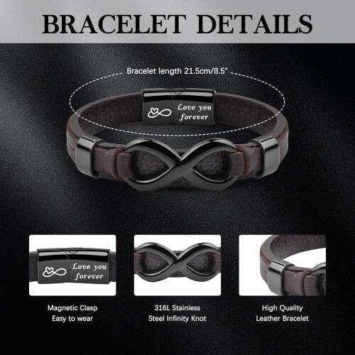 Pulseira de couro trançado para homens e adolescentes 1