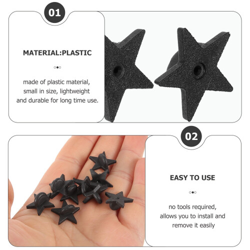 Broșă cu fermoar în formă de stea, din plastic, set 100, negru 1