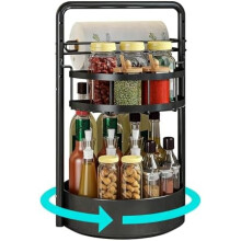 Étagère à épices rotative à 360 en métal avec porte-essuie-tout