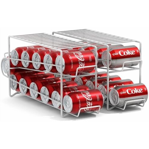 Metal Soda Can Dispenser Rack 2 Pack Silver