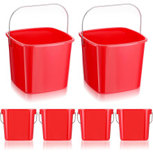 6-Pack 3-Qt Square Cleaning Buckets with Handles, Red – for Home, Office, School, Commercial & Food Service