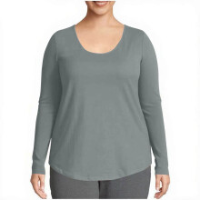 Camisetas casuales para mujer, color liso, cuello redondo, manga larga, estilo oversize, tallas S-5XL