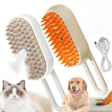 3-in-1 Pet Steam Brush, No-Rinse Cleaning & Massage Comb for Cats and Dogs