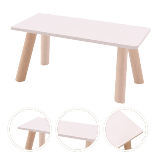 White Wooden Miniature End Table for Dollhouse 2