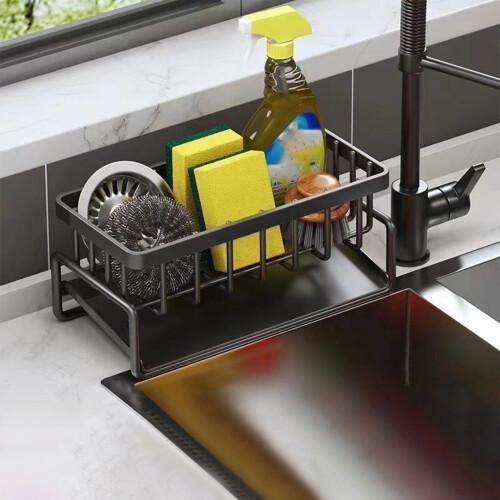 Scolapiatti in plastica senza asta, nero, per uso in cucina, drenaggio efficiente per piatti e bicchieri, struttura in plastica resistente, di 2