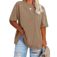 T-shirts voor dames in grote maten, oversized T-shirts, zomerse tuniekjes met korte mouwen en ronde hals.