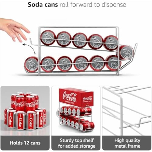 Metal Soda Can Dispenser Rack 2 Pack Silver 2