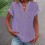 VERUGU Γυναικεία Μπλούζα με Κοντομάνικα, V-Neck, Βαμβακερά, Λινά Πουκάμισα, 2