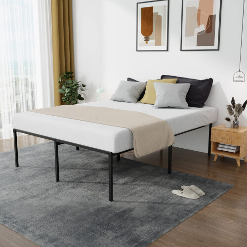 Estrutura de cama de casal em metal, aço resistente, 45 cm (18 polegadas) 2