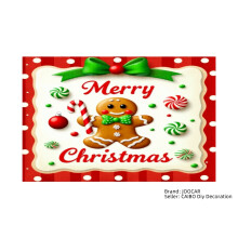 Merry Christmas Gingerbread Man Holiday Design Linen Table Mats Set of 4 for Home Kitchen Table Decor 12x18 inch