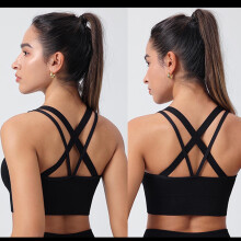 Gevoerde sportbeha voor dames, hoge ondersteuning, verstelbare bandjes, racerback, lange sportbeha voor workouts, gym, yoga, crop top, tanktop, grote