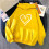 Damen-Kapuzenpullover mit Herzchen-Print, Rundhalsausschnitt, Valentinstag-Pullover, Gelb, Größe S 2