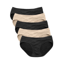 Under the Belly Bikini Maternity Underwear for Women and Postpartum Underwear 5 Pack (Black/Beige, Large)