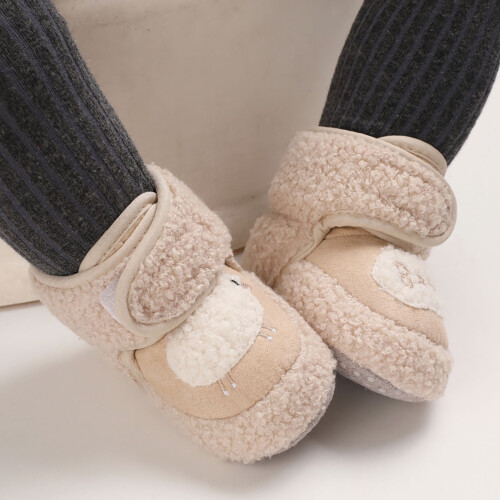 Chaussons chauds et doux pour tout-petits, beige, taille 6