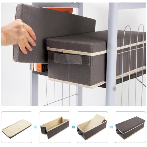 Cube de rangement pliable en tissu avec couvercle et poignées 2