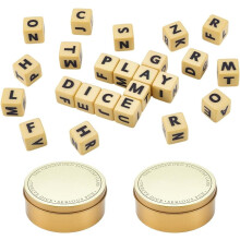 NBEADS Alphabet-Würfel-Kreuzworträtsel-Set (Gold, 2 Teile)