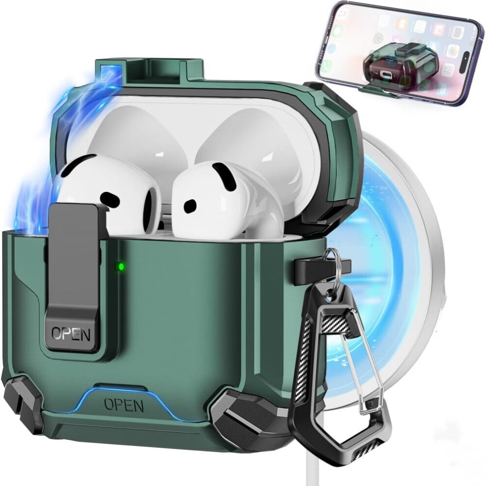 Compatible With Airpods 4Th Gen Case, Magsafe, Magnetic Auto-Lock, Phone Stand & Cleaning Kit Â Anc Charging Cover (2024) 9175034698125