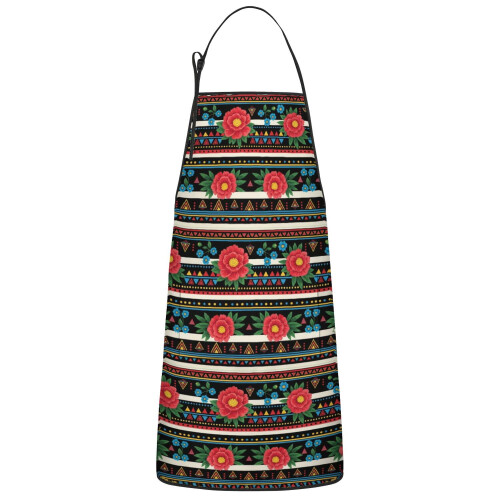 Avental de algodão e linho com estampa floral e bolsos, 84 x 69 cm (33 x 27 polegadas)