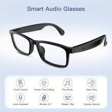 Unisex Smart Wireless Glasses - Adjustable Brightness, HD Call/Music/Photo, Comfortable Wear, Holiday Gift
