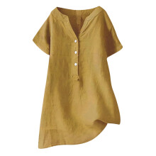 Blusas de verano para mujer, tops de verano, cuello en V, manga larga, holgadas, de algodón y lino, tipo túnica.