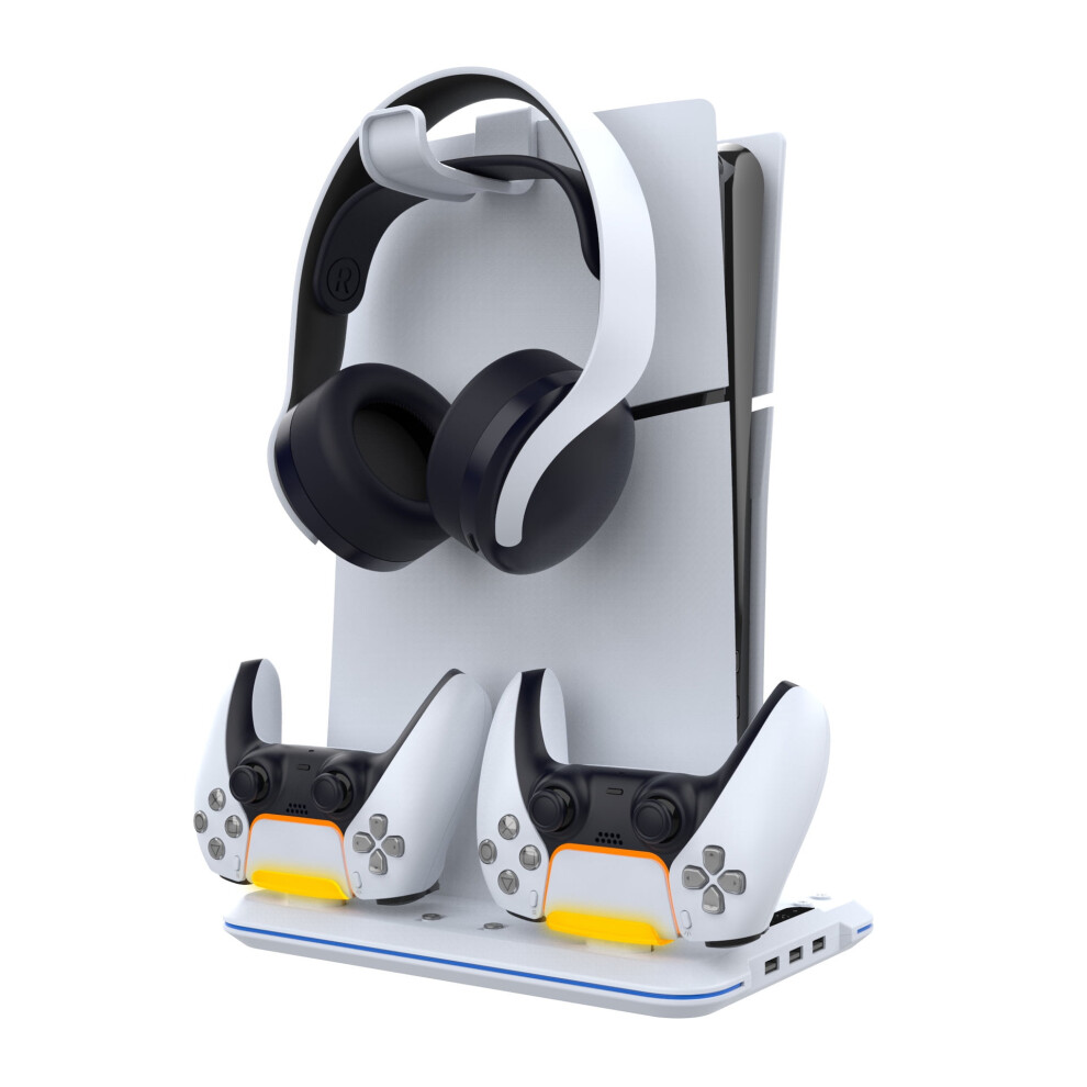 Ps5 Slim 4-In-1 Cooling Stand With Rgb, Dual Controller Charger & Headphone Hanger Â Vertical Base For Disc/Digital Editions | Compatible With Ps5 9175034698842