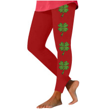 Yogabroek met klaverprint voor dames, perfect voor St. Patrick's Day - Zachte legging met buikcorrigerend effect, comfortabele casual workoutlegging