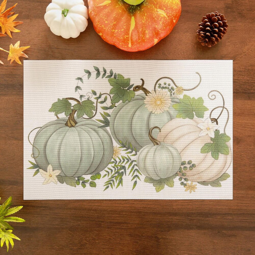 Sets de table automne-Thanksgiving (lot de 4) – Citrouille et érable 2
