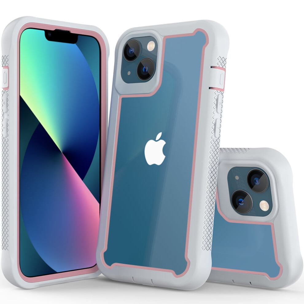 Xihaiying Iphone 13 Mini Case: Non-Yellowing, Anti-Scratch, Slim Clear Pc Back Cover, 2-In-1 (+Pink) White/Pink 9175034699597