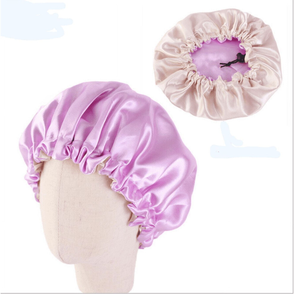Mesase Kids Satin Sleep Bonnet, Adjustable Drawstring, Reversible Double-Layer Night Cap For Kids, Babies & Toddlers – Purple