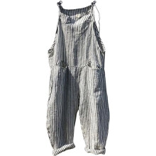 Macacão feminino casual listrado e descontraído