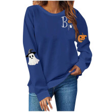 Damen Halloween Sweatshirt Herbst Lustiger Oversized Halloween Pullover Rundhals Gruseliger Langarm Geister Grafik Pullover Shirts