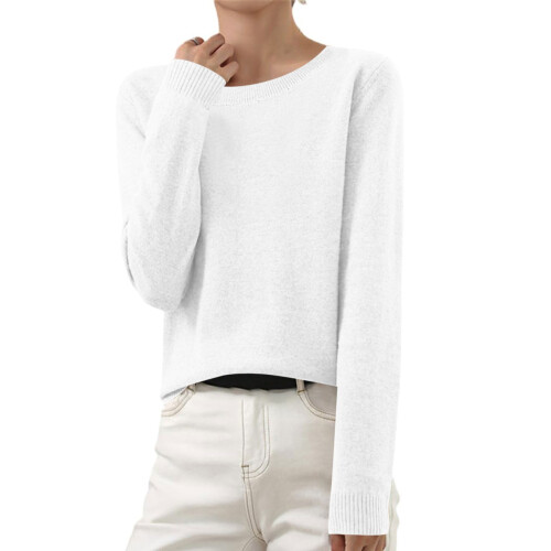 Admvng Damenpullover, langärmlig, Rundhalsausschnitt, leichtes Freizeitshirt, Größen S-3XL