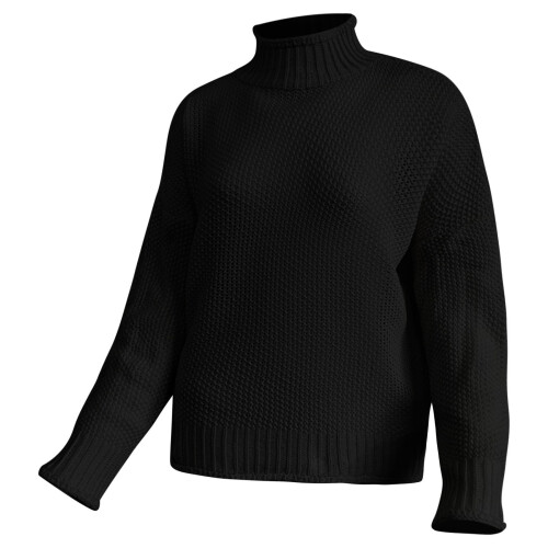 Schwarzer Damen-Pullover, lässiger Strickpullover aus dickem Garn mit Rundhalsausschnitt, einfarbig, Herbst-Winter-Pullover L2 1