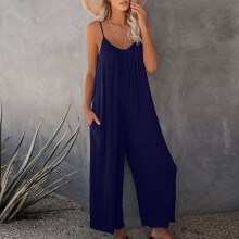 Liquidação! Macacão feminino lulshou com alças, modelo novo de verão, cor sólida, com bolsos e estilo casual.