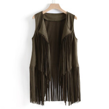 Womens Fringe Vest Hippie Sleeveless Faux Suede Tassel Leather Outerwear