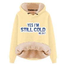 Warmer Damen-Hoodie mit Kapuze, Aufdruck „YES I'm Cold ME247“, gemütlicher Winterpullover, lässiges Langarmshirt, lustiges Sweatshirt