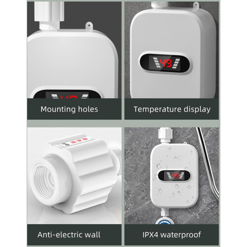 Chauffe-eau de douche électrique instantané, thermostatique, 50 C 1