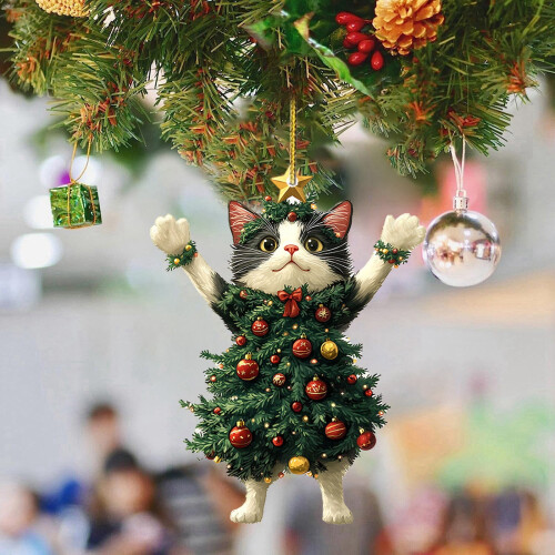 Black Cat Christmas Ornament Acrylic 1 Piece 2