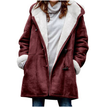 Parka invernale da donna con cappuccio foderato in sherpa, cappotto lungo in finta pelle scamosciata, taglie forti S-5XL – Adatto al clima freddo