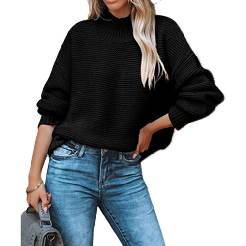 Damen-Wollpullover mit Rundhalsausschnitt, einfarbig, Herbst/Winter 1