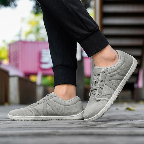 Breda barfotaskor med kanvas, minimalistiska sneakers, grå, 9,5 1