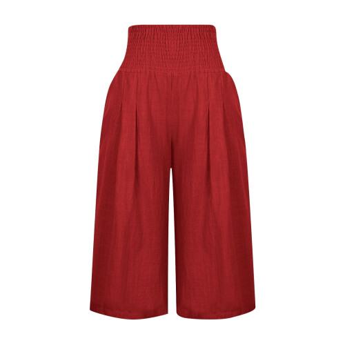 ZKCCNUK Καλοκαιρινό Γυναικείο Capris με Φαρδιά Στήθος και Ψηλή Μέση, Ίσιο, Casual Παντελόνι 2