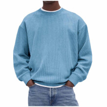 Sweat-shirt à capuche Kukoosong pour homme, pull décontracté en velours côtelé uni à manches longues et col rond