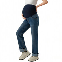 Damen Slim Straight Hose mit elastischem Bund, atmungsaktiv